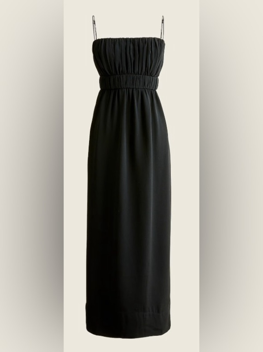 J.CREW Gathered-waist silk midi dress Item BB317 black Size 4